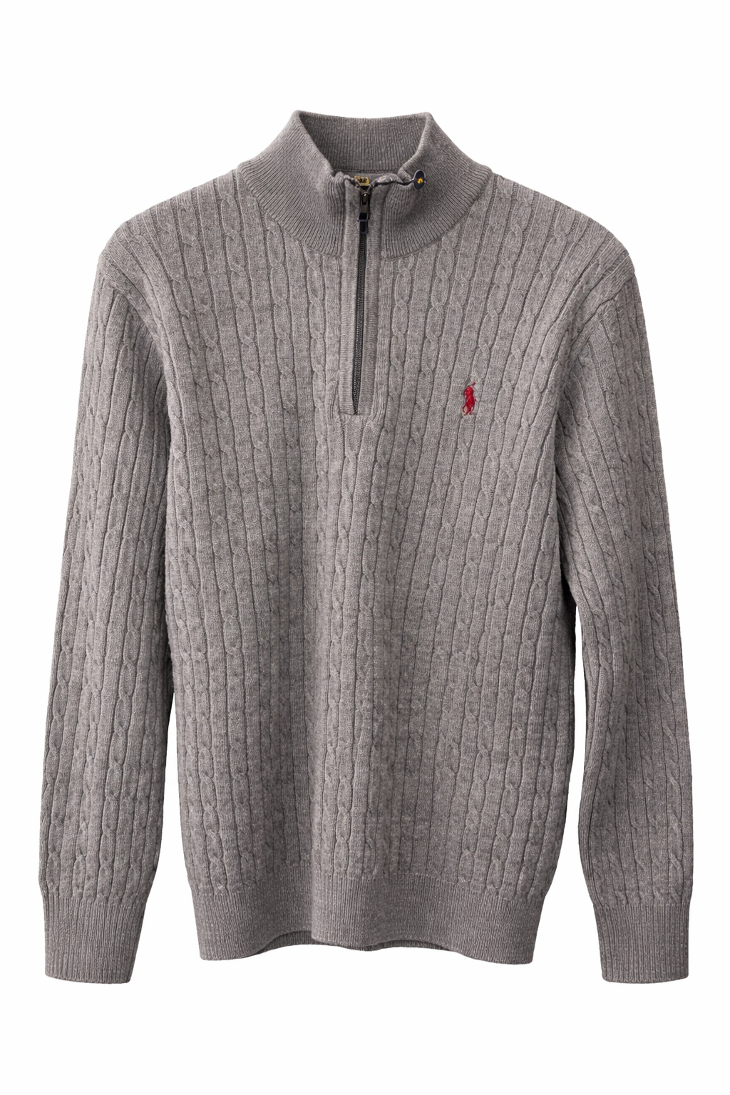 Pull Demi-Zip Ralph Lauren Câblée Grise