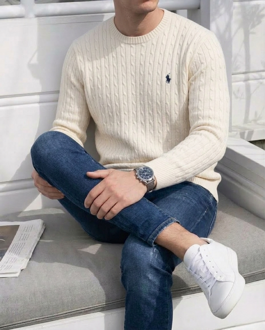 Pull Col Rond Ralph Lauren Crème