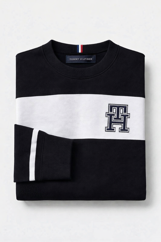 Sweat Col Rond Tommy Hilfiger Noir & Blanc