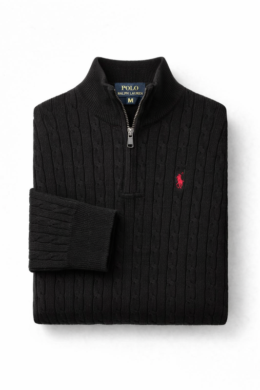 Pull Demi-Zip Ralph Lauren Câblée Noire