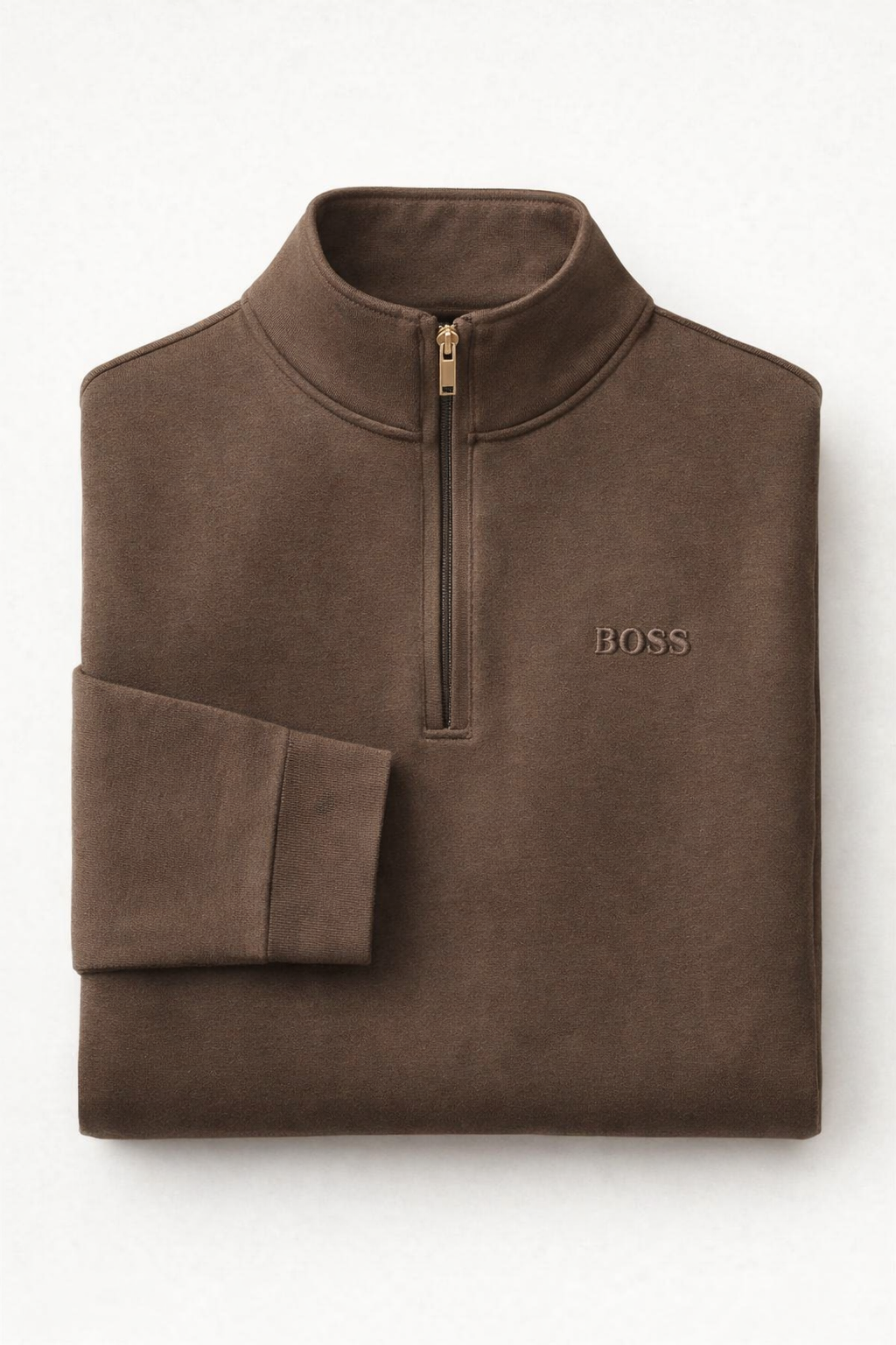 Pull Demi-Zip BOSS Marron Élégance