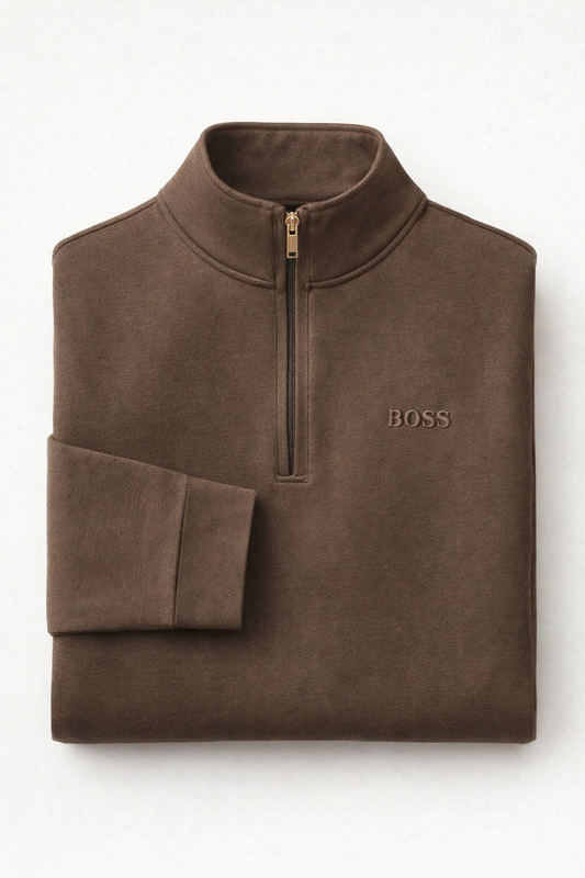 Pull Demi-Zip BOSS Marron Élégance