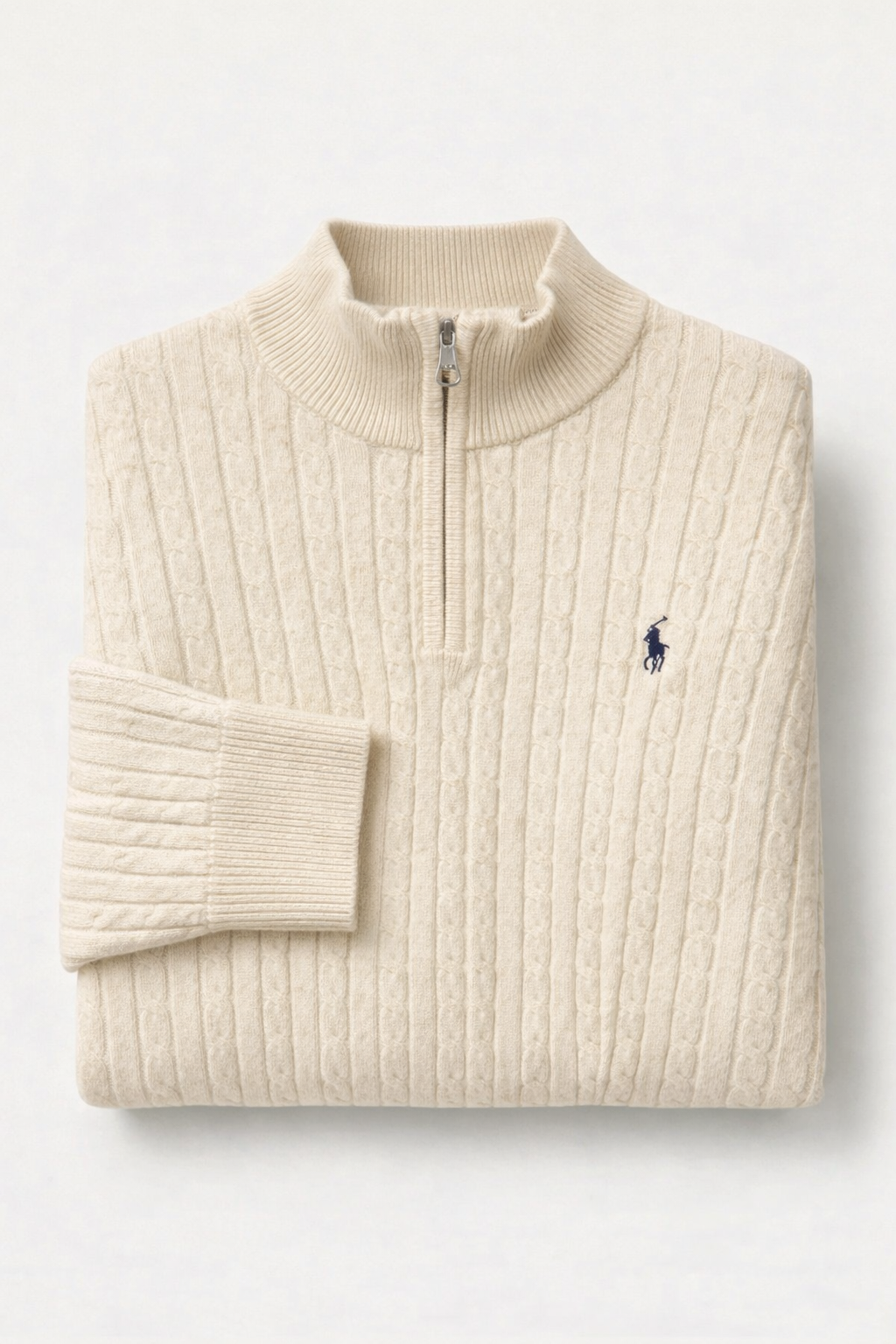Pull Demi-Zip Ralph Lauren Maille Crème