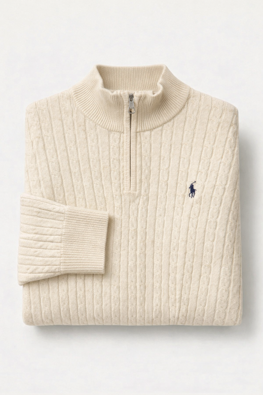 Pull Demi-Zip Ralph Lauren Maille Crème