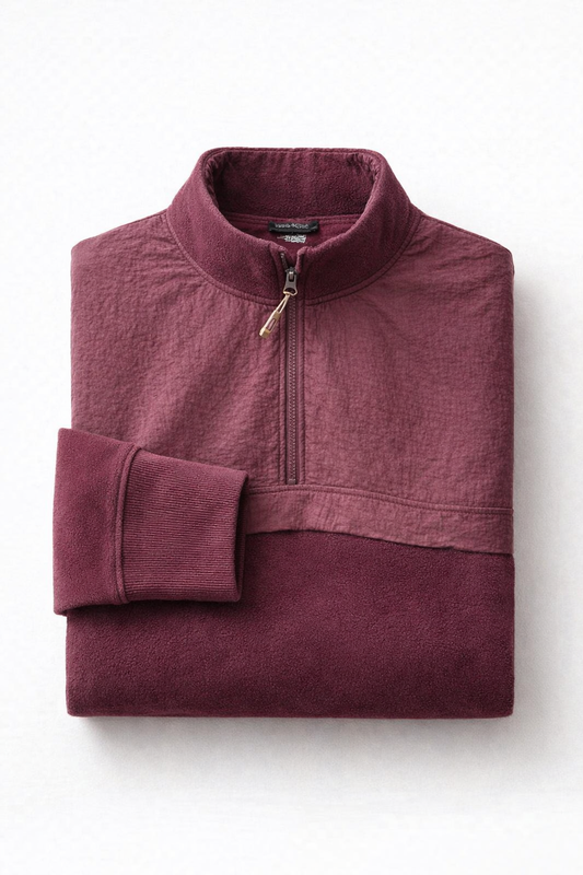 Sweat Demi-Zip Polaire Bordeaux