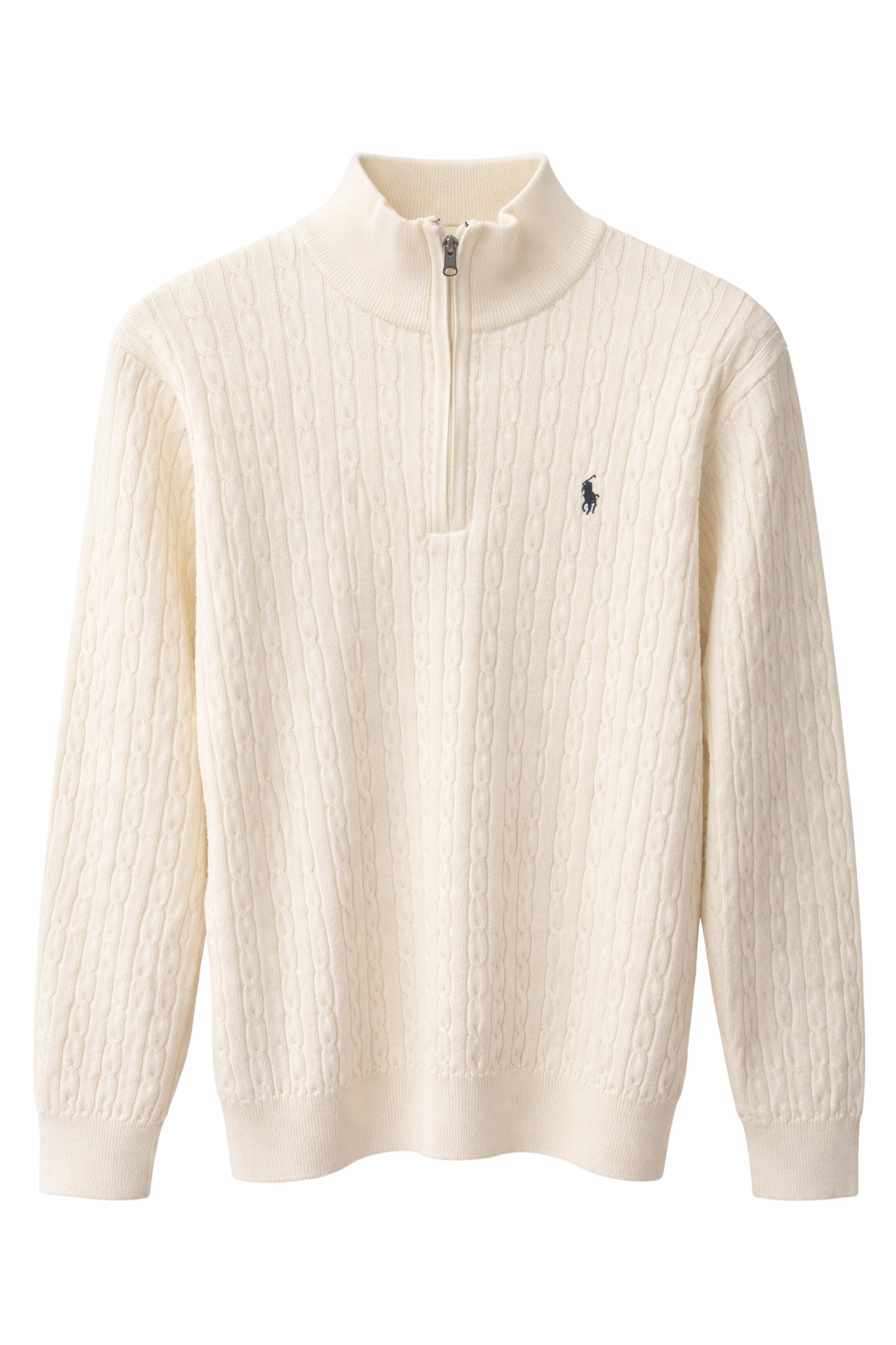 Pull Demi-Zip Ralph Lauren Câblée Crème