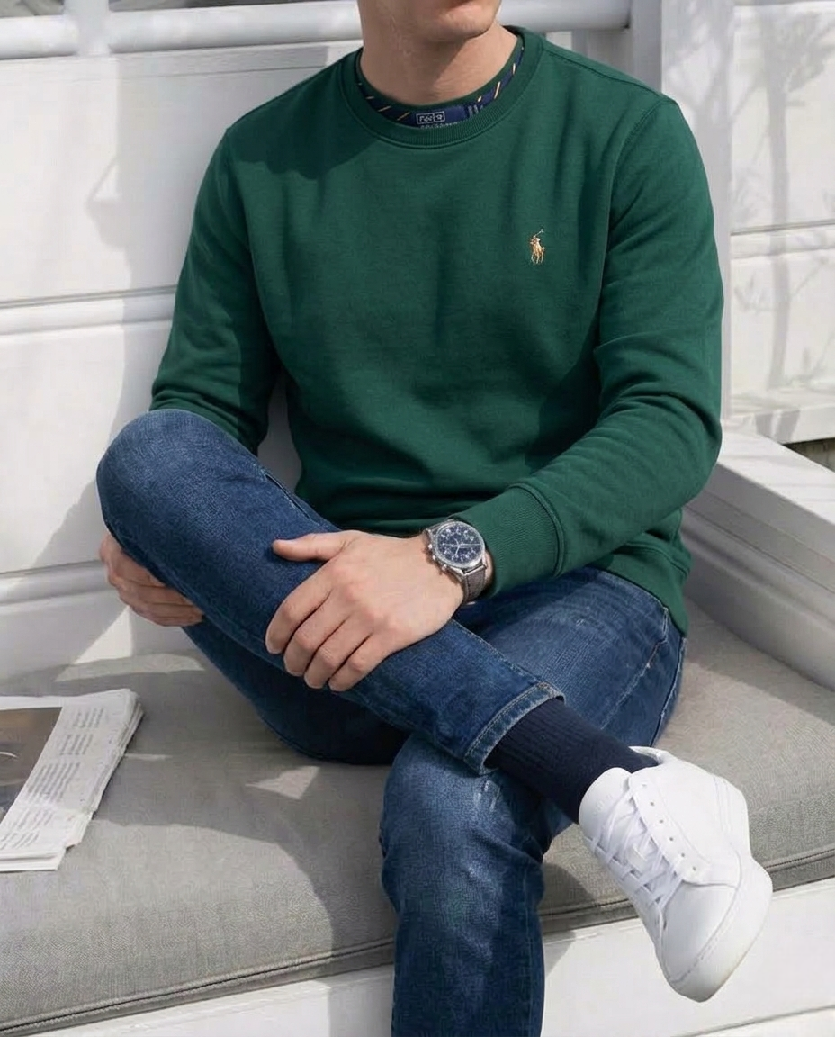 Sweat Col Rond Ralph Lauren Vert