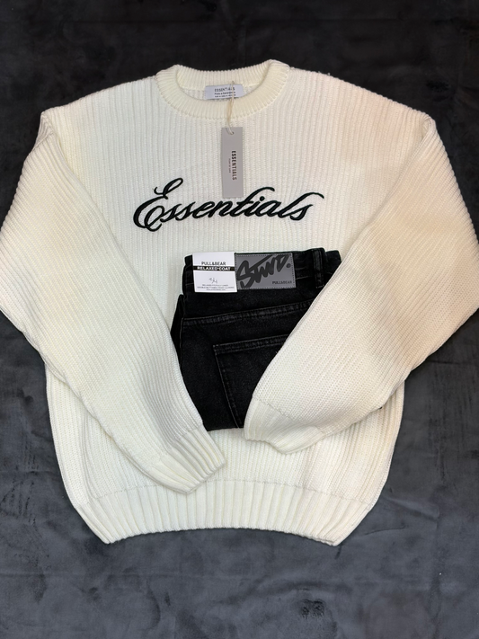 Pull Essentials crème & Jean Palm Angels – Style Urbain Premium